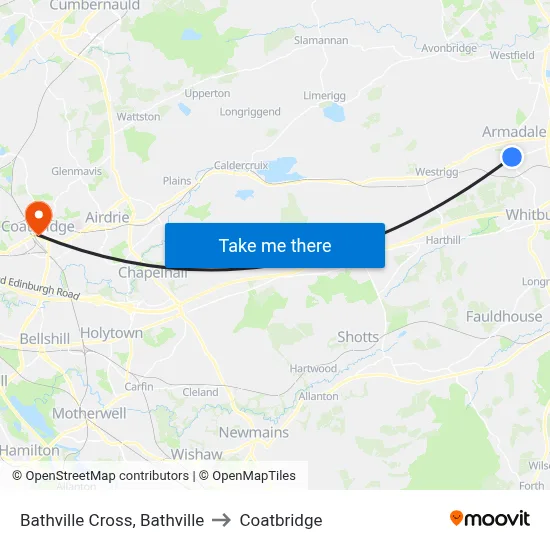 Bathville Cross, Bathville to Coatbridge map