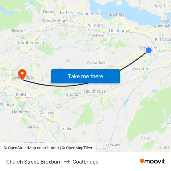 Church Street, Broxburn to Coatbridge map