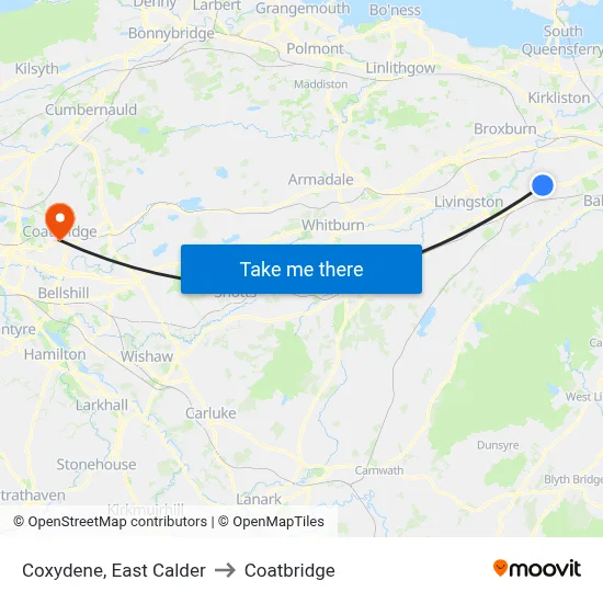 Coxydene, East Calder to Coatbridge map