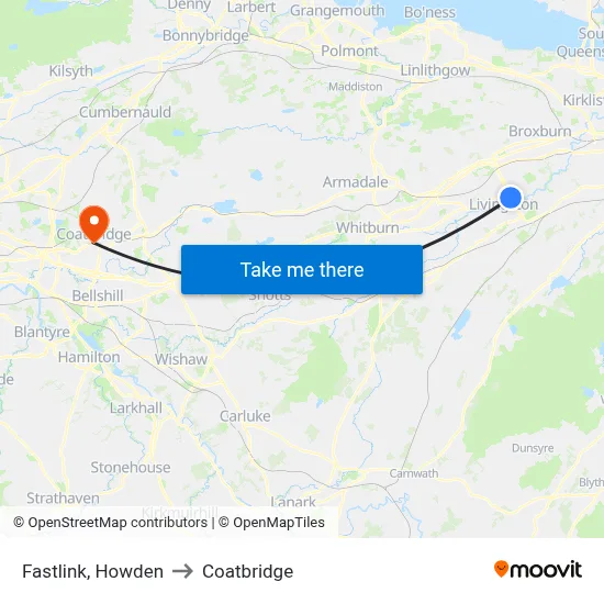Fastlink, Howden to Coatbridge map