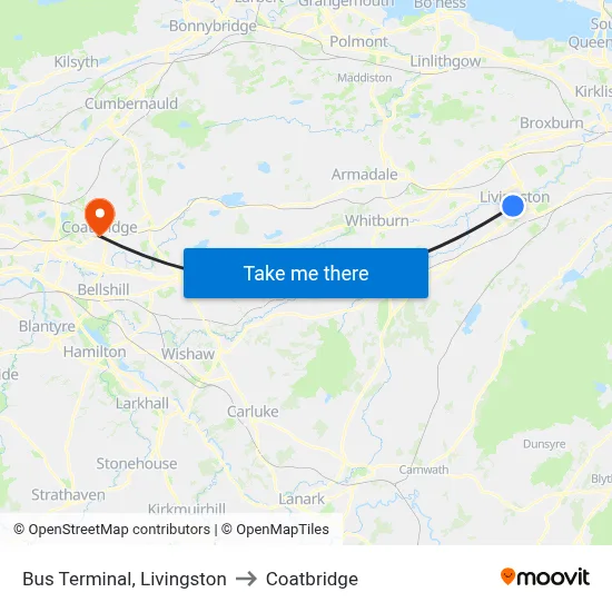 Bus Terminal, Livingston to Coatbridge map