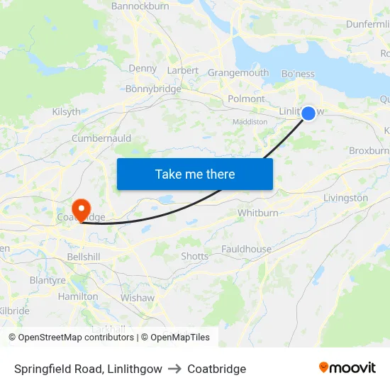 Springfield Road, Linlithgow to Coatbridge map