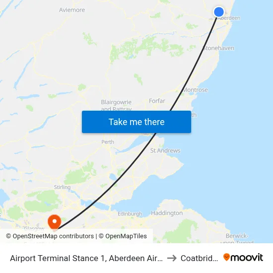 Airport Terminal Stance 1, Aberdeen Airport to Coatbridge map