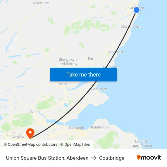 Union Square Bus Station, Aberdeen to Coatbridge map