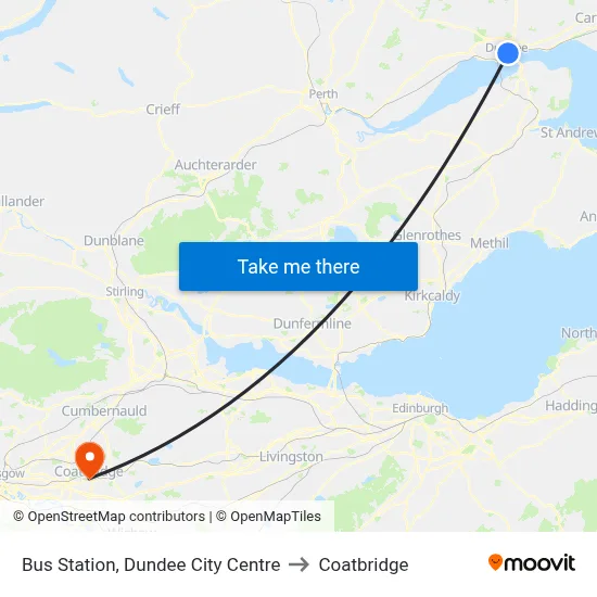 Bus Station, Dundee City Centre to Coatbridge map