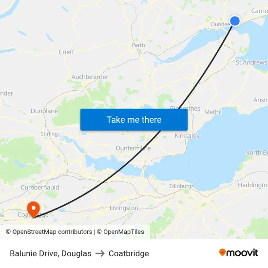 Balunie Drive, Douglas to Coatbridge map
