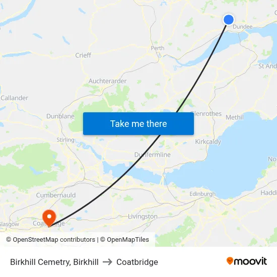Birkhill Cemetry, Birkhill to Coatbridge map