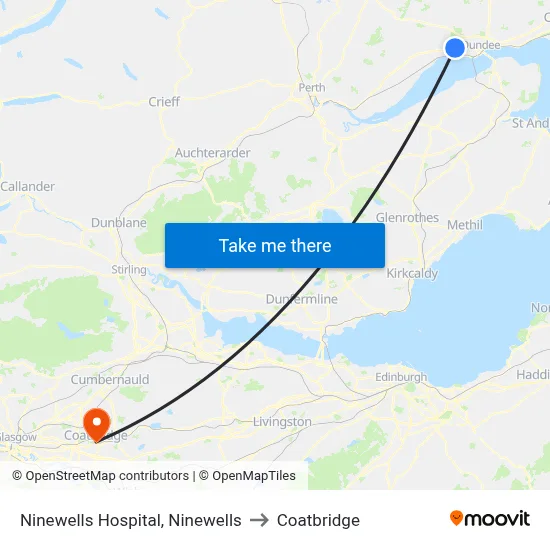 Ninewells Hospital, Ninewells to Coatbridge map