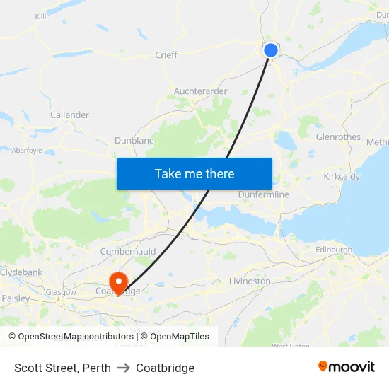 Scott Street, Perth to Coatbridge map