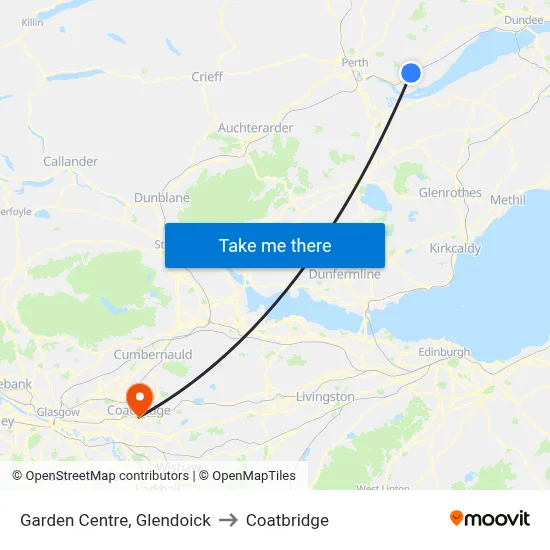 Garden Centre, Glendoick to Coatbridge map