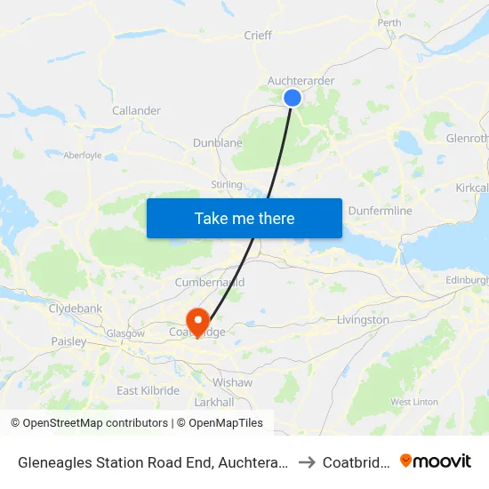 Gleneagles Station Road End, Auchterarder to Coatbridge map