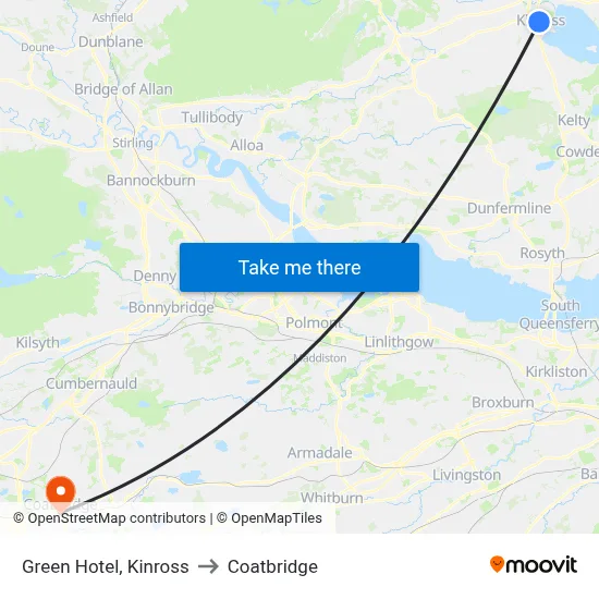 Green Hotel, Kinross to Coatbridge map