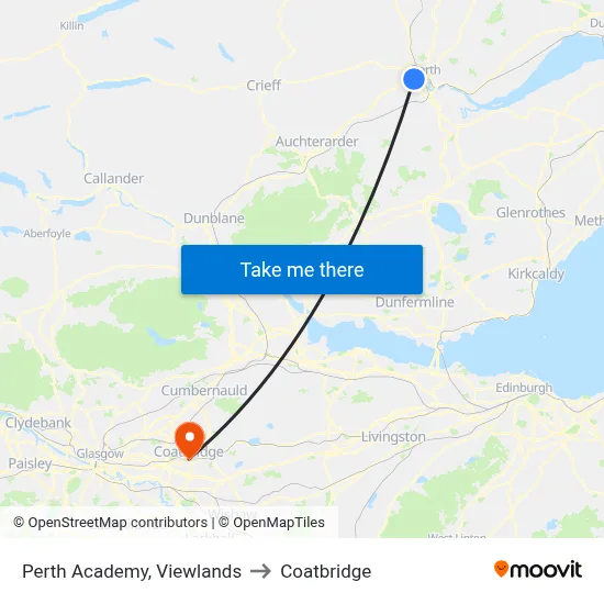 Perth Academy, Viewlands to Coatbridge map