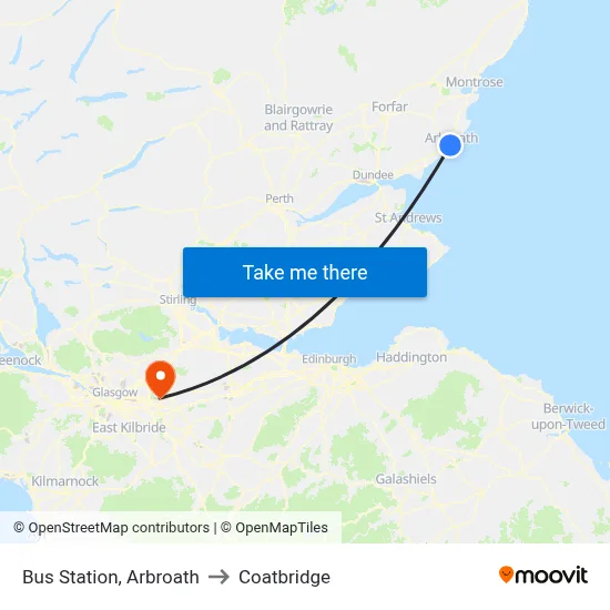 Bus Station, Arbroath to Coatbridge map
