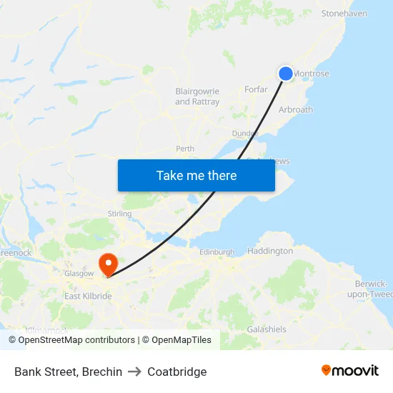 Bank Street, Brechin to Coatbridge map