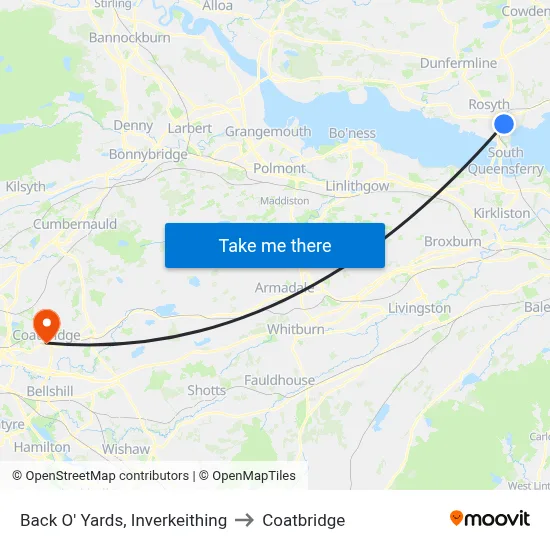 Back O' Yards, Inverkeithing to Coatbridge map