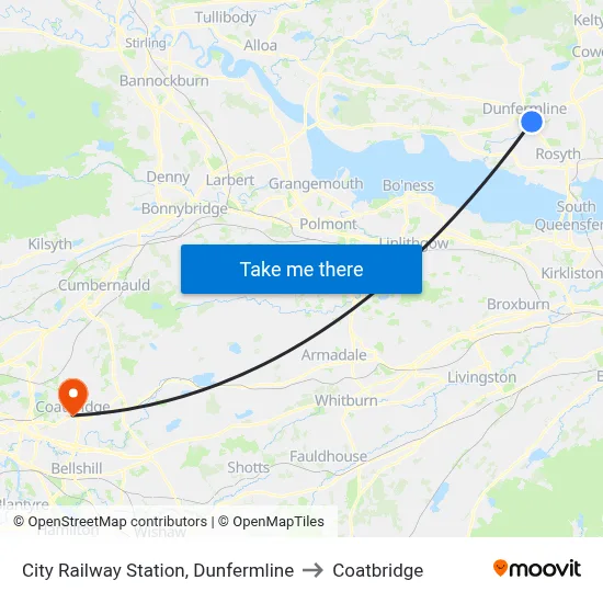 City Railway Station, Dunfermline to Coatbridge map