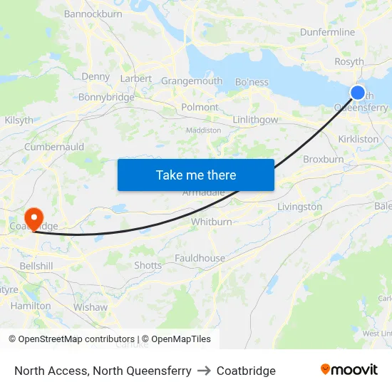 North Access, North Queensferry to Coatbridge map