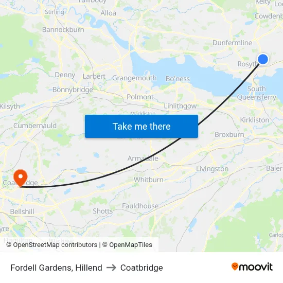 Fordell Gardens, Hillend to Coatbridge map