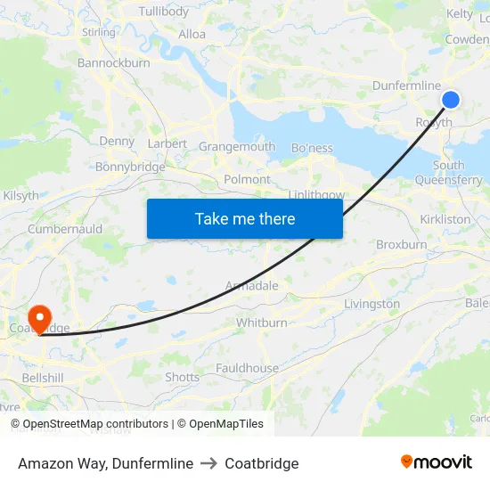 Amazon Way, Dunfermline to Coatbridge map