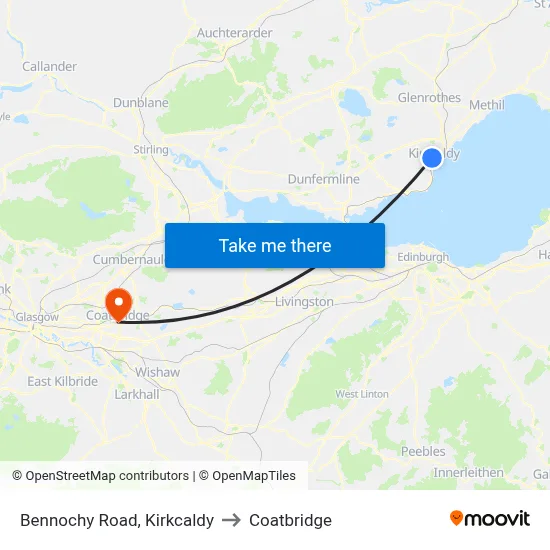 Bennochy Road, Kirkcaldy to Coatbridge map