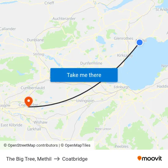 The Big Tree, Methil to Coatbridge map