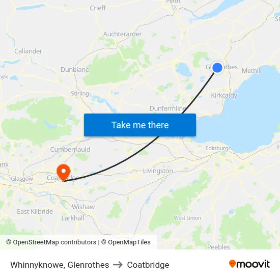 Whinnyknowe, Glenrothes to Coatbridge map