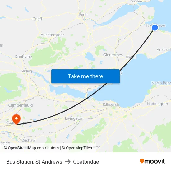 Bus Station, St Andrews to Coatbridge map