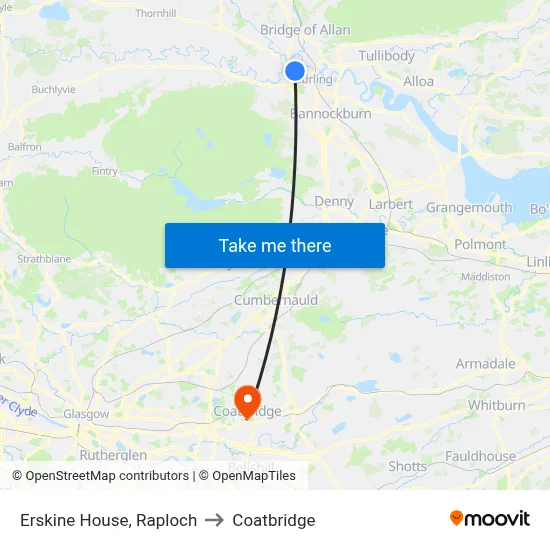 Erskine House, Raploch to Coatbridge map