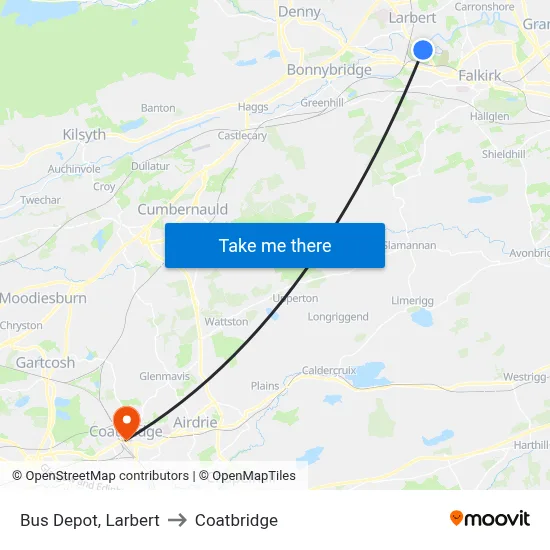 Bus Depot, Larbert to Coatbridge map
