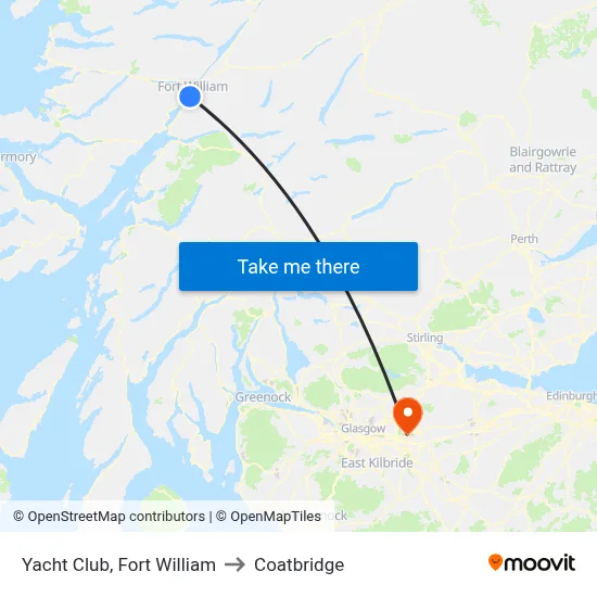 Yacht Club, Fort William to Coatbridge map
