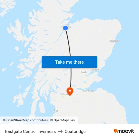 Eastgate Centre, Inverness to Coatbridge map
