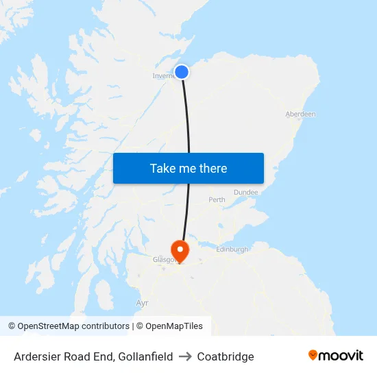 Ardersier Road End, Gollanfield to Coatbridge map