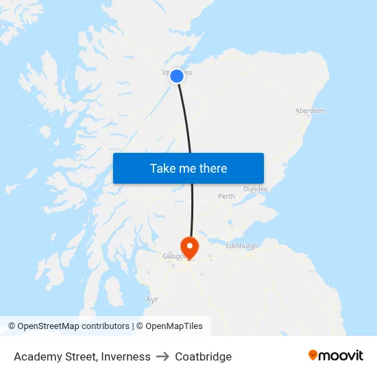 Academy Street, Inverness to Coatbridge map