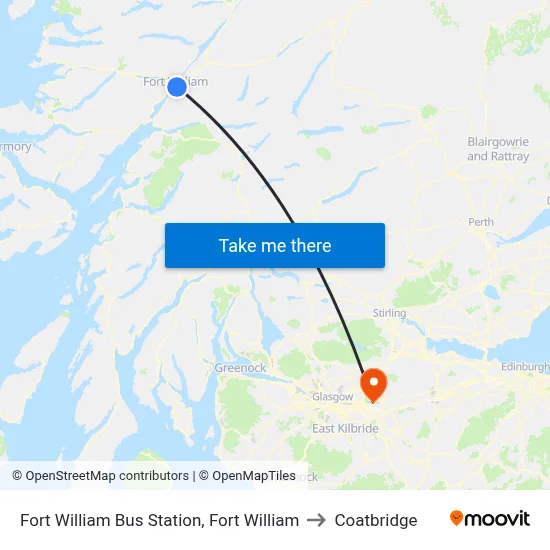 Fort William Bus Station, Fort William to Coatbridge map