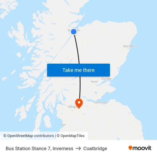 Bus Station Stance 7, Inverness to Coatbridge map