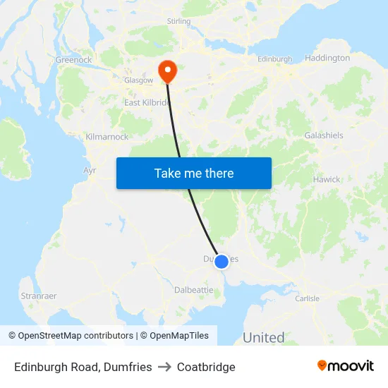 Edinburgh Road, Dumfries to Coatbridge map