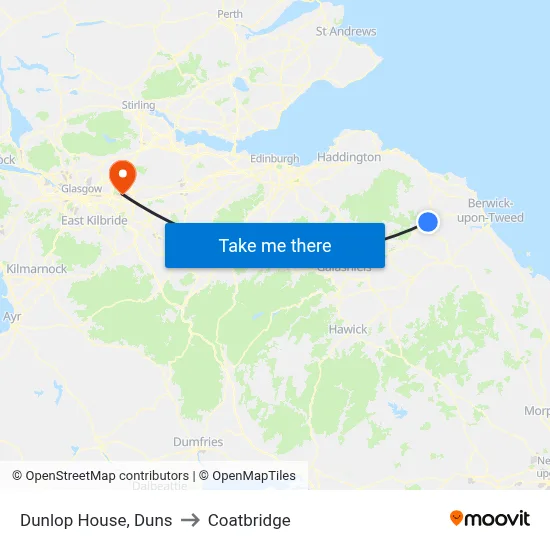 Dunlop House, Duns to Coatbridge map