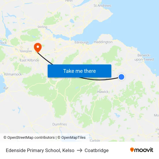 Edenside Primary School, Kelso to Coatbridge map