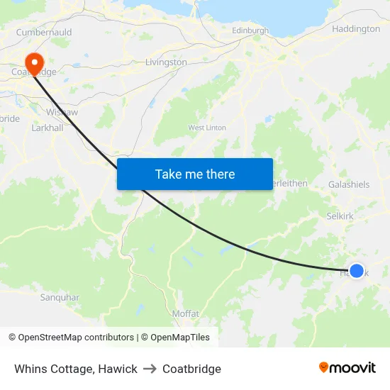 Whins Cottage, Hawick to Coatbridge map