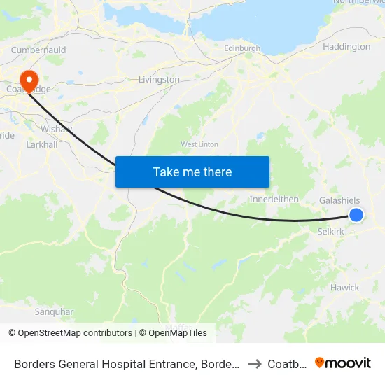 Borders General Hospital Entrance, Borders General Hospital to Coatbridge map