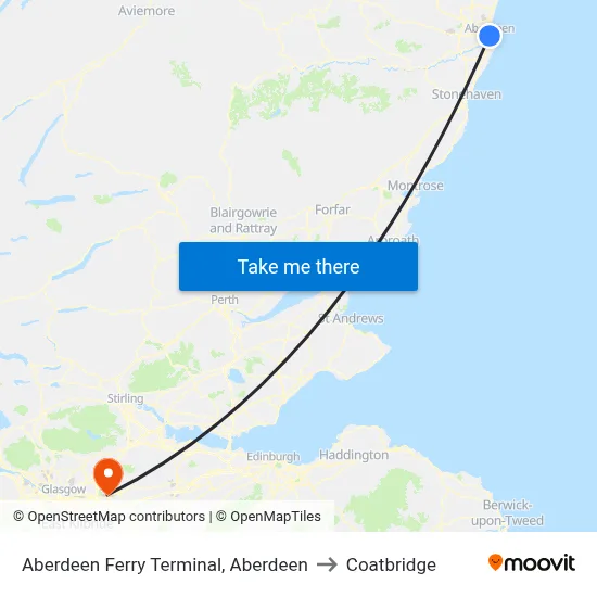 Aberdeen Ferry Terminal, Aberdeen to Coatbridge map