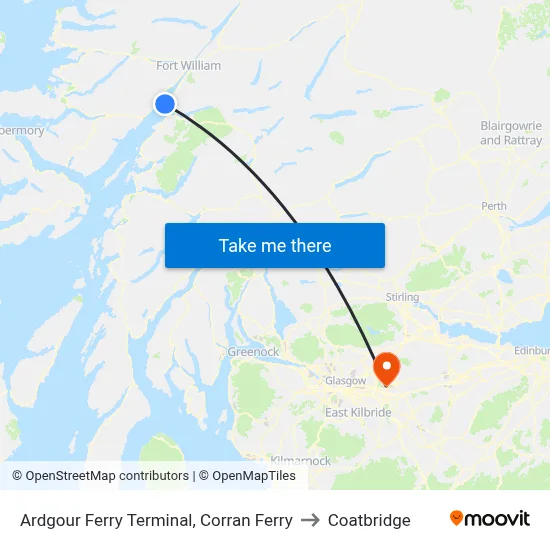 Ardgour Ferry Terminal, Corran Ferry to Coatbridge map