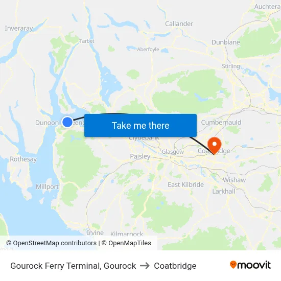 Gourock Ferry Terminal, Gourock to Coatbridge map