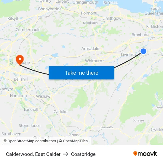Calderwood, East Calder to Coatbridge map