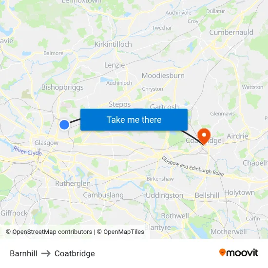 Barnhill to Coatbridge map