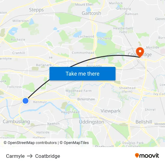 Carmyle to Coatbridge map