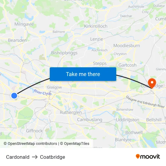 Cardonald to Coatbridge map