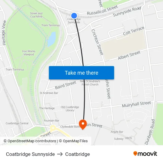 Coatbridge Sunnyside to Coatbridge map