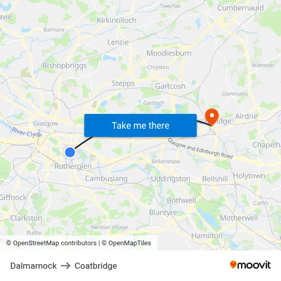 Dalmarnock to Coatbridge map